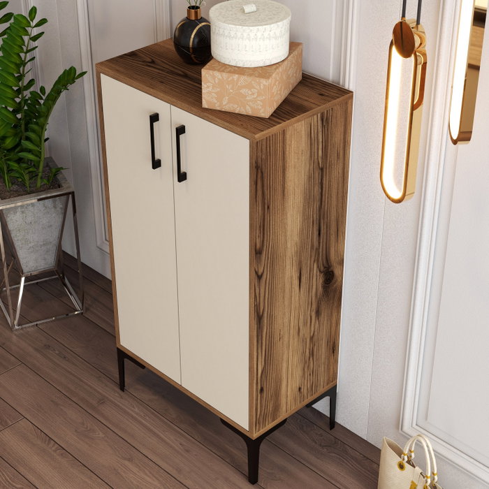 Hanah Home Zapatero Prag - Nogal y Crema